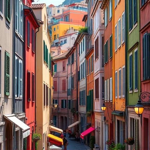 Vue pittoresque de la vieille ville de Nice, France, avec ses bâtiments colorés et ses ruelles étroites.