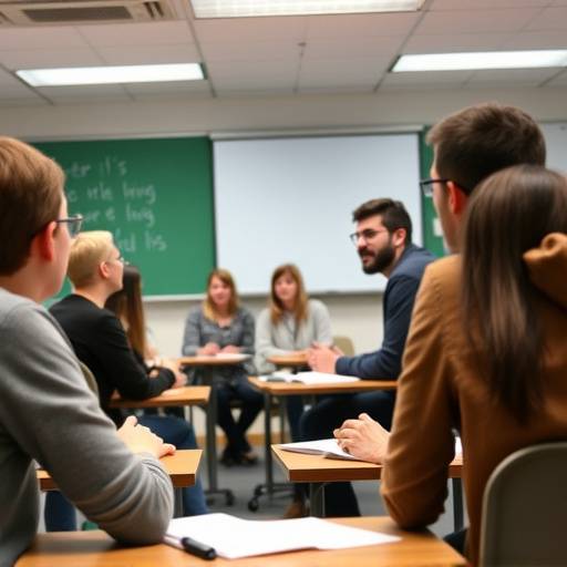 Étudiants participant à un débat animé en franäais lors d'un cours de niveau avancé